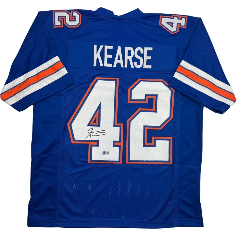 Autographed/Signed Javon Kearse Florida Blue College Football Jersey Beckett COA