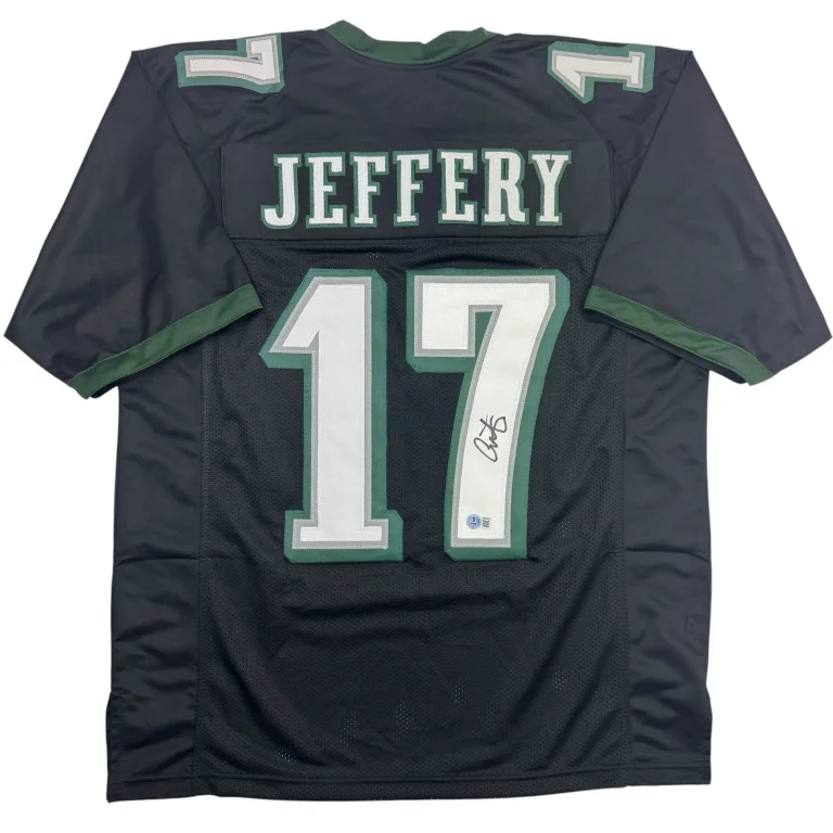 Autographed/Signed Alshon Jeffery Philadelphia Black Football Jersey Beckett COA