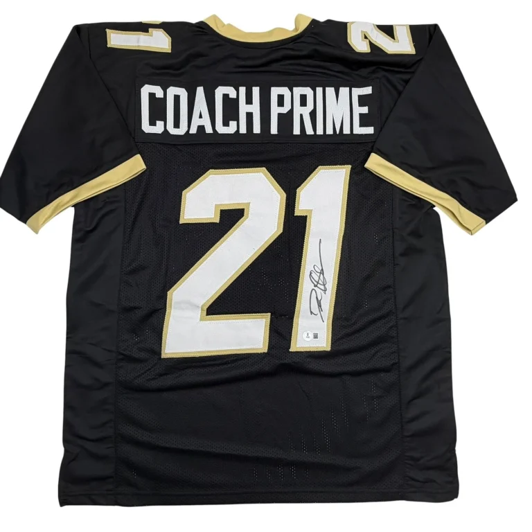 Autographed/Signed Deion Sanders Coach Prime Colorado Black Jersey Beckett COA