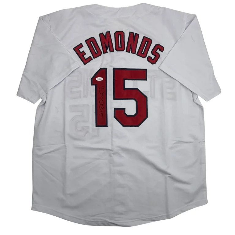 Autographed/Signed Jim Edmonds St. Louis White Baseball Jersey JSA COA