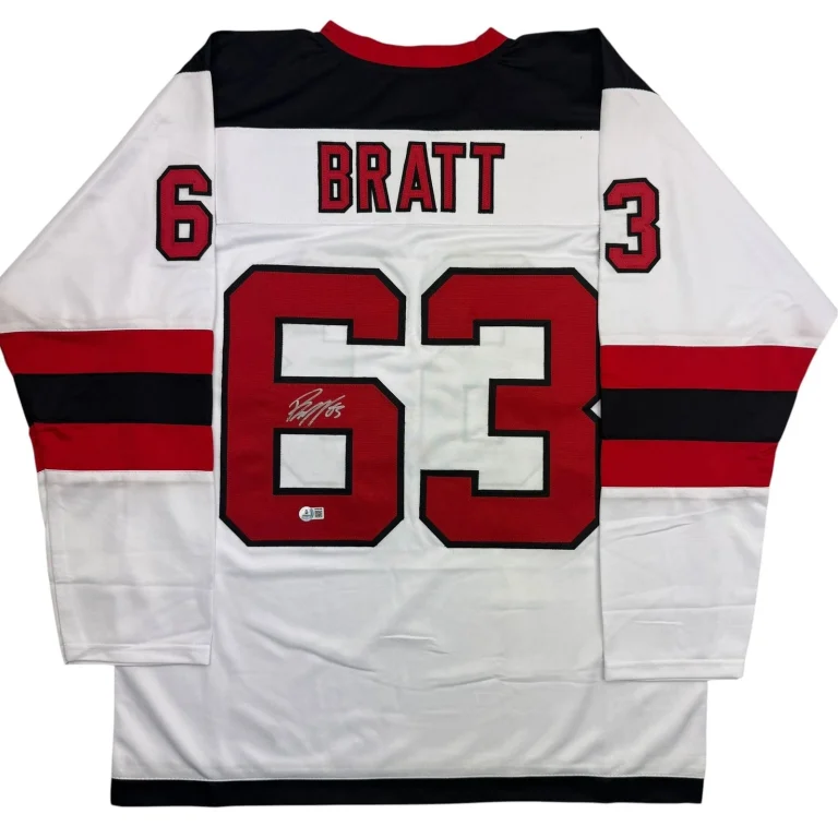 Autographed/Signed Jesper Bratt New Jersey White Hockey Jersey Beckett BAS COA