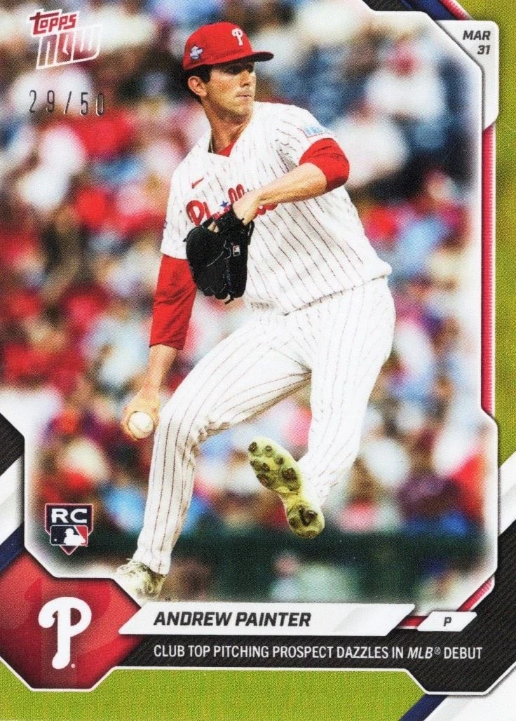 2026 Topps Now Andrew Painter #35 Gold Foil /50 Rookie RC Baseball Card