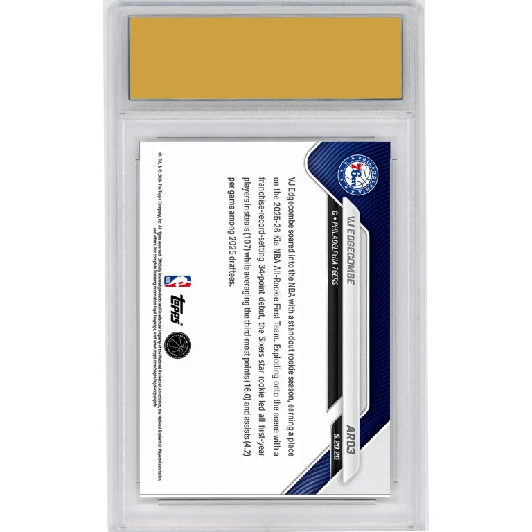 Graded 2025 Topps Now VJ Edgecombe #AR03 Rookie RC Basketball Card HOFSM 10