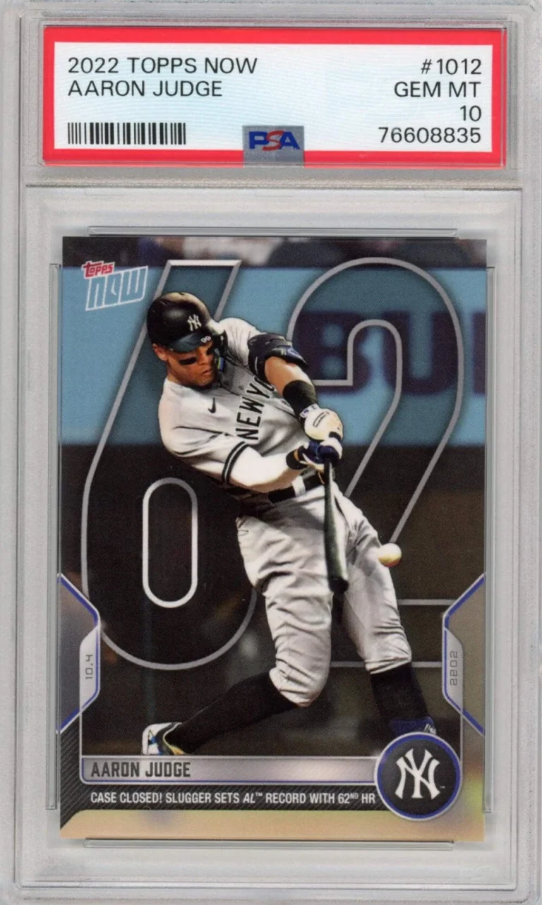 Graded 2022 Topps Now Aaron Judge #1012 62nd Home Run HR Record Card PSA 10 Mint