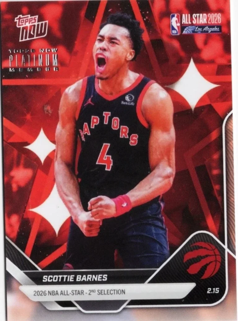 2025 Topps Now Scottie Barnes #AS18 Toronto Raptors Platinum Member Stamp Card