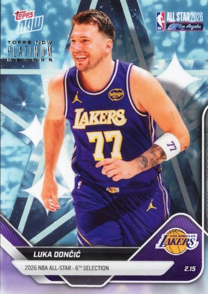 2025 Topps Now Luka Doncic #AS8 Los Angeles Lakers Platinum Member Stamp Card