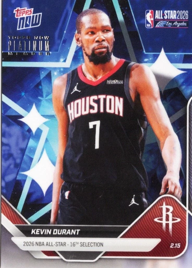 2025 Topps Now Kevin Durant #AS7 Houston Rockets Platinum Member Stamp Card