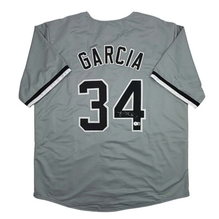 Autographed/Signed Freddy Garcia Chicago Grey Baseball Jersey Beckett BAS COA
