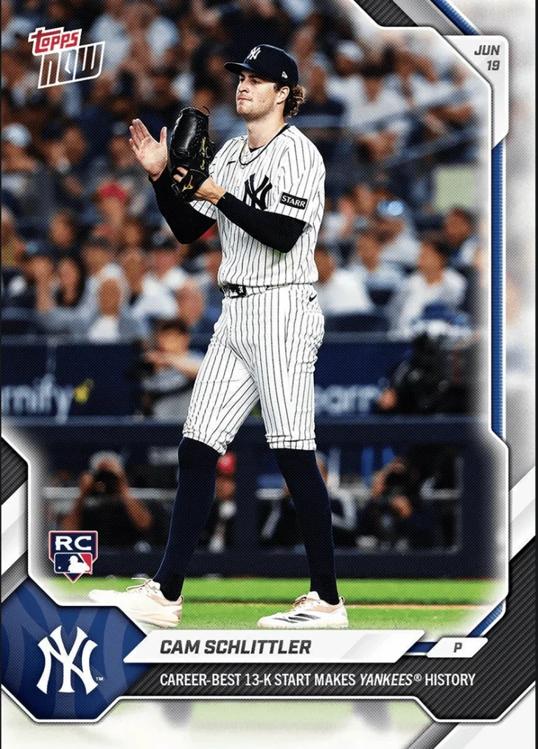 2026 Topps Now Cam Schlittler #355 New York Yankees Rookie RC Baseball Card