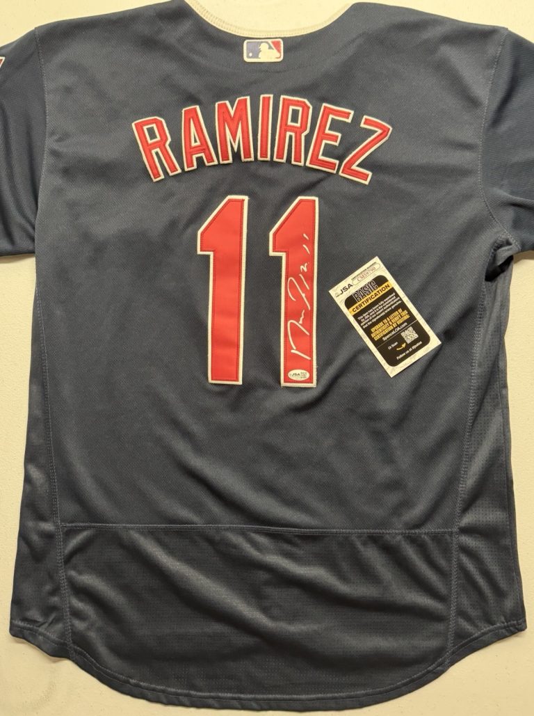 Jose Ramirez Signed Autographed Cleveland Indians Blue Jersey JSA COA