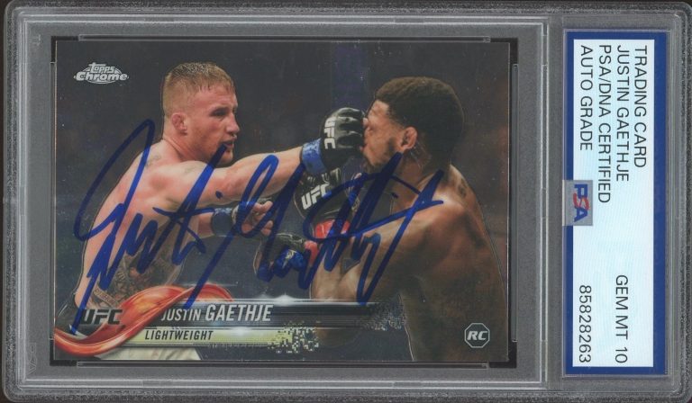 2018 Topps Chrome UFC #71 Justin Gaethje Signed Rookie Card PSA/DNA AUTO 10 RC
