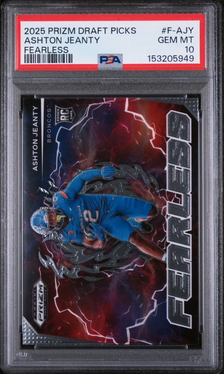 Graded 2025 Panini Prizm DP Ashton Jeanty #F-AJY Fearless RC Card PSA 10