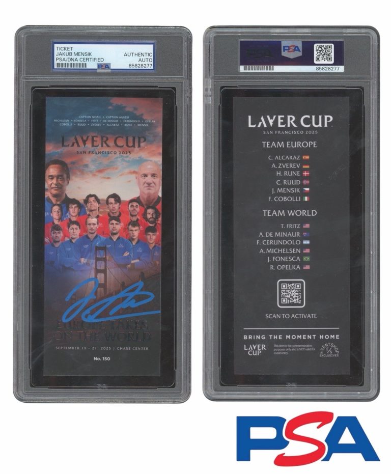 Jakub Mensik Signed 2025 San Francisco Laver Cup Tennis Ticket Stub PSA/DNA AUTO