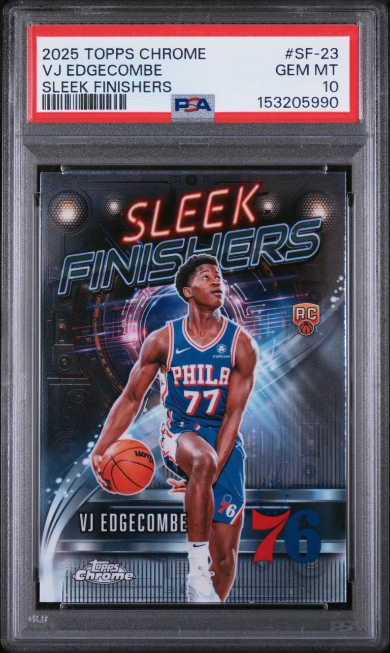 Graded 2025 Topps Chrome VJ Edgecombe #SF-23 Sleek Finishers RC Card PSA 10