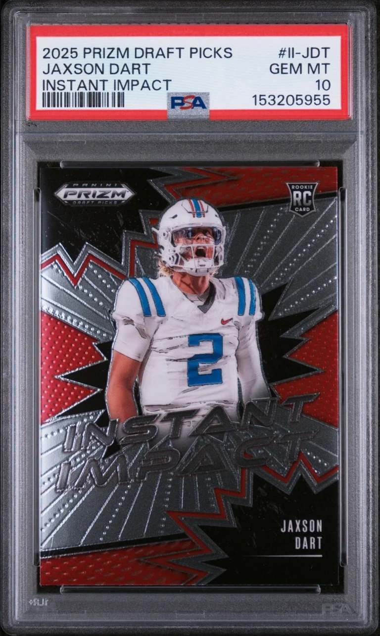 Graded 2025 Prizm DP Jaxson Dart #II-JDT Instant Impact Rookie Card PSA 10