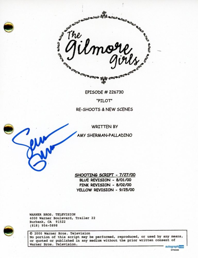 Sean Gunn “Gilmore Girls” Signed Autograph Pilot Episode Script Screenplay ACOA