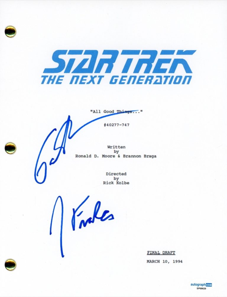 Jonathan Frakes & Gates McFadden Signed Autograph Star Trek TNG Full Script ACOA