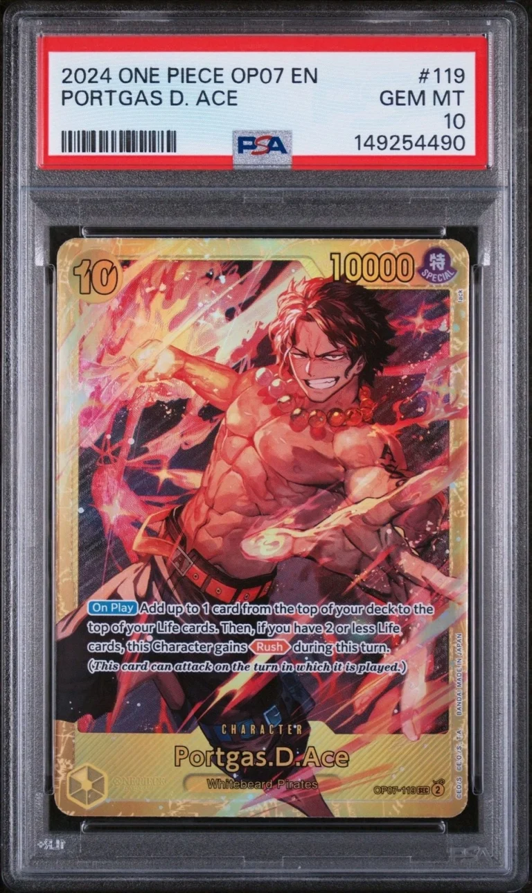 Graded 2024 One Piece Portgas D Ace 119 Trading Card Game PSA 10 Gem Mint