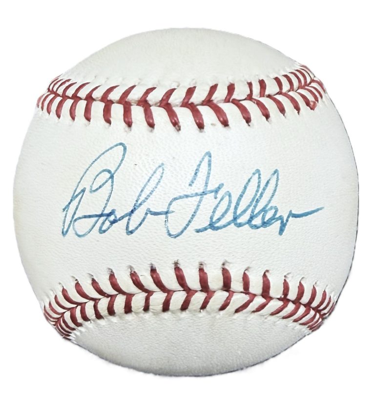 Bob Feller Signed Auto OAL Baseball Cleveland Indians Vintage JSA COA HOF