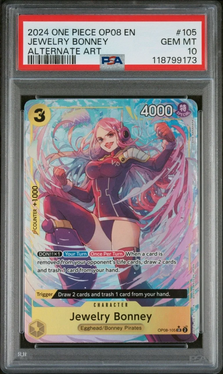 Graded 2024 One Piece Jewelry Bonney 105 Trading Card PSA 10 Gem Mint