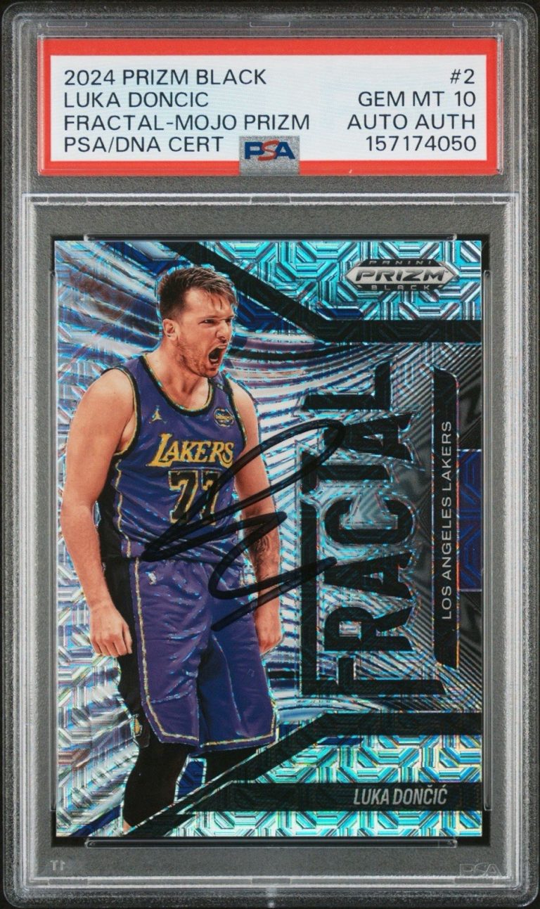 2024 Panini Prizm Black #2 Luka Doncic Fractal Mojo Prizm Auto /25 PSA GEM MT 10