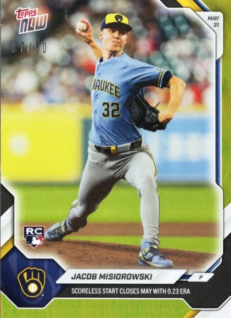 2026 Topps Now Jacob Misiorowski #272 Gold Foil /50 Rookie Baseball Card