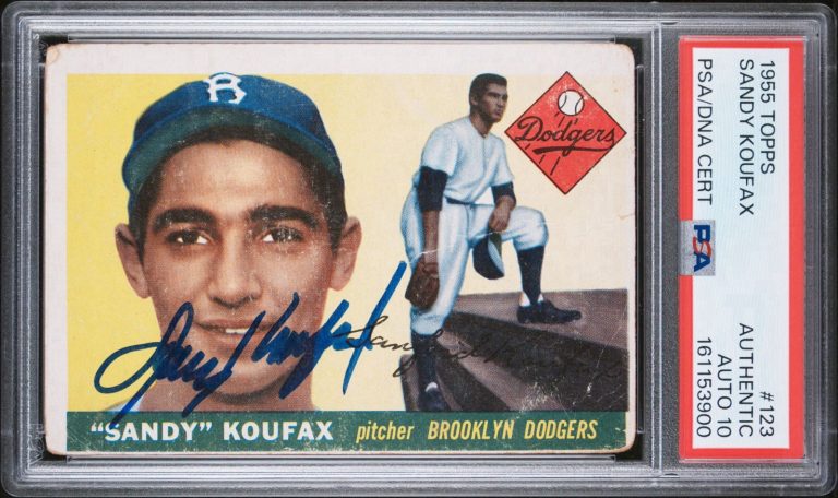 1955 Topps #123 Sandy Koufax Signed Rookie Card PSA AUTO 10 RC Brooklyn Dodgers