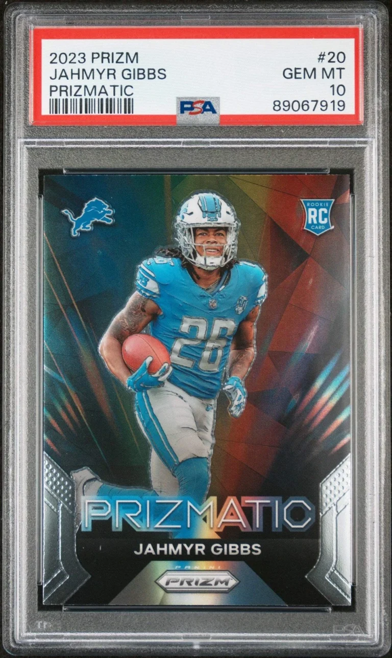 Graded 2023 Panini Prizm Jahmyr Gibbs #20 Prizmatic Rookie Football Card PSA 10