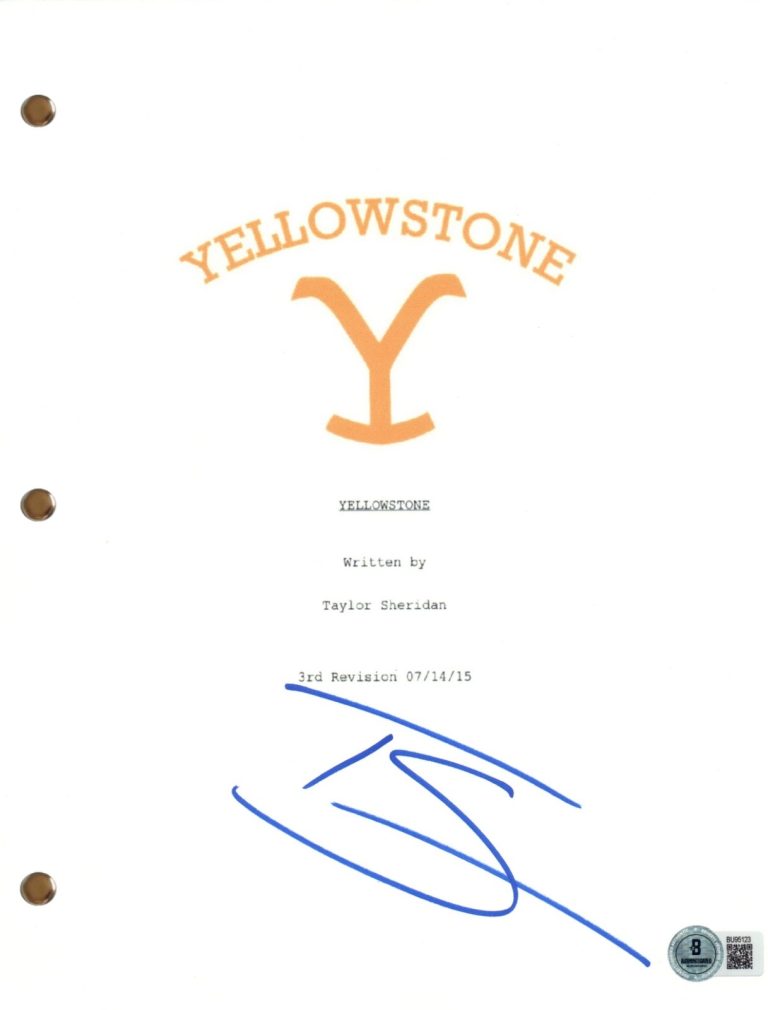 Taylor Sheridan Signed Autograph Yellowstone Pilot Episode Script Beckett COA