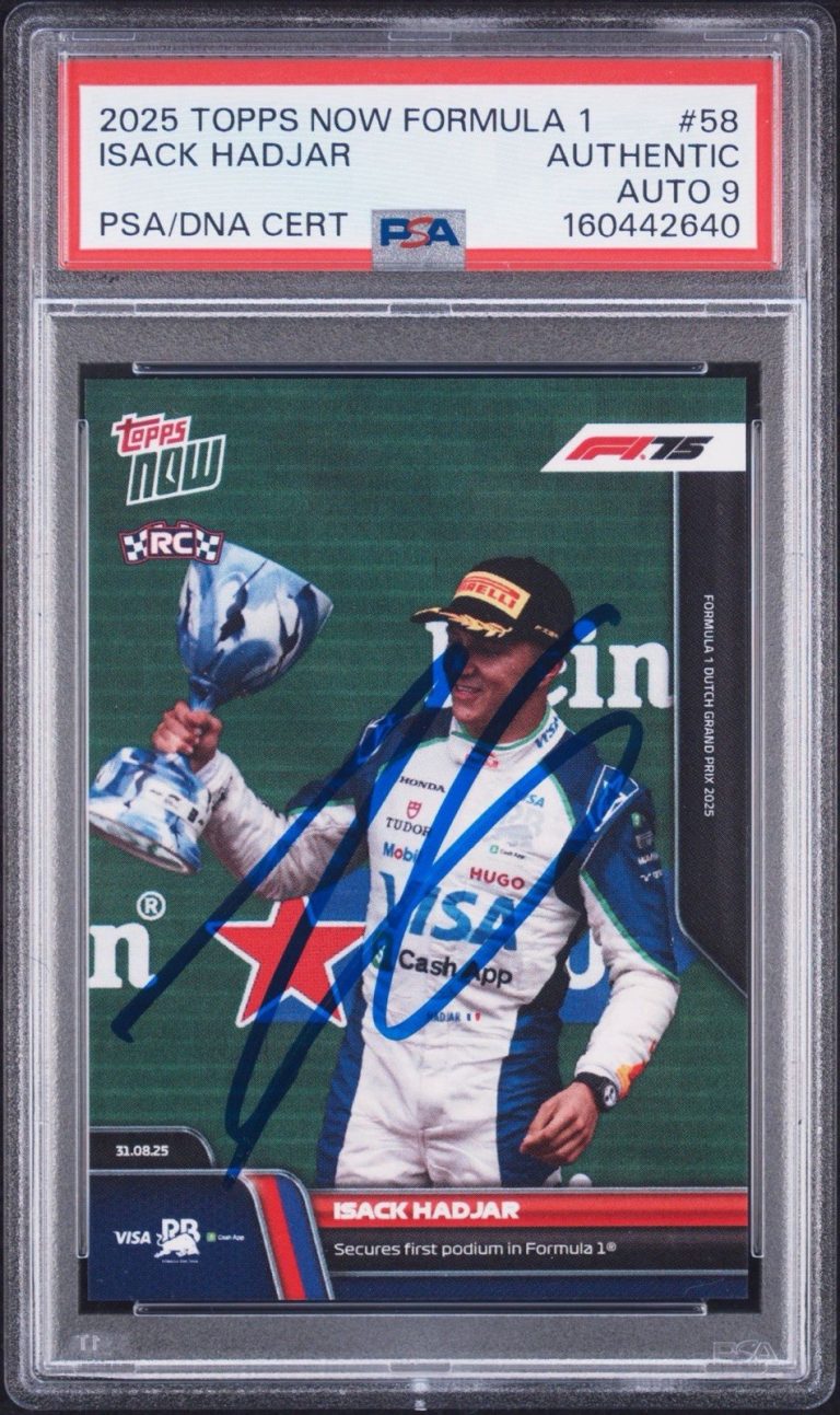 2025 Topps Now Formula 1 #58 Isack Hadjar Signed 1st F1 Podium Rookie PSA AUTO 9