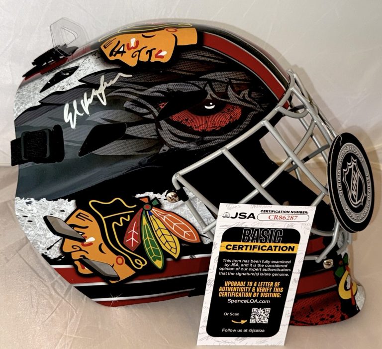 Ed Belfour signed Chicago Blackhawks Full Size Goalie Mask autographed JSA