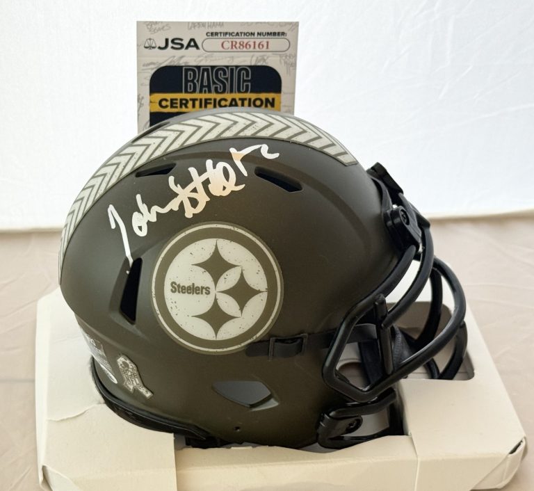 John Stallworth signed Pittsburgh Steelers Salute To Service mini helmet JSA