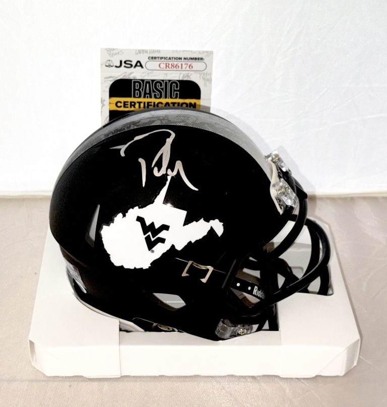 Pat McAfee signed West Virginia Mountaineers Coal Rush mini helmet WVU JSA COA