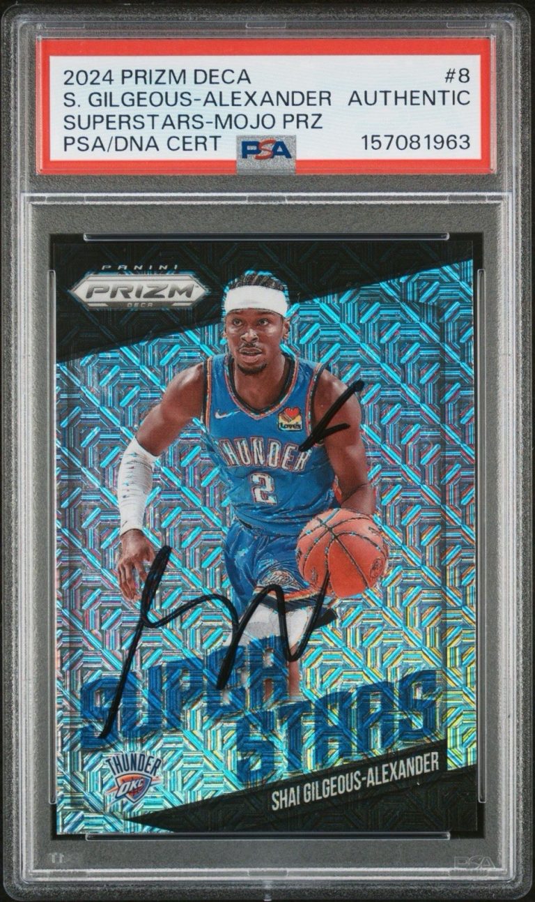 2024 Prizm Deca #8 Shai Gilgeous-Alexander Superstars Mojo Prizm /25 PSA AUTO