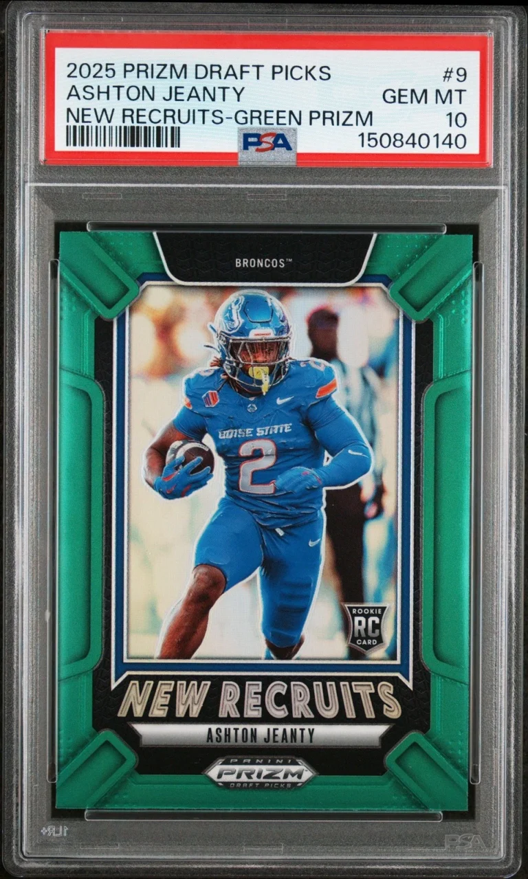 Graded 2025 Prizm DP Ashton Jeanty #9 Green Rookie Football Card PSA 10