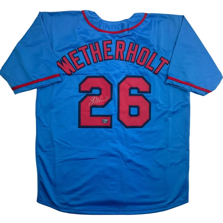 Autographed/Signed J.J. JJ Wetherholt St. Louis Blue Jersey LCG Prova COA