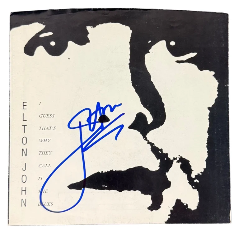 Elton John Signed I Guess Thats Why They Call It the Blues 45 Album BAS 10