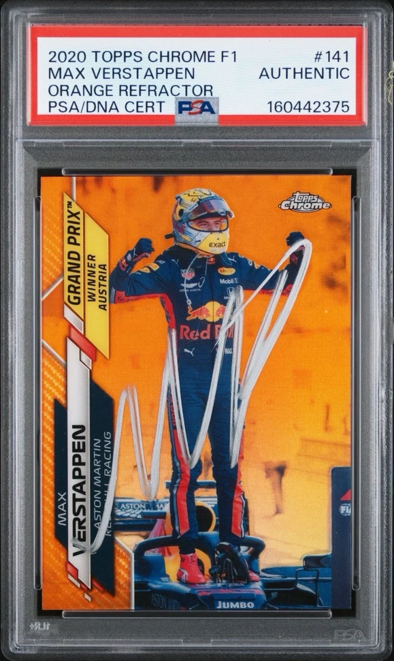 2020 Topps Chrome F1 #141 Max Verstappen Orange Refractor Rookie Auto /25 PSA RC