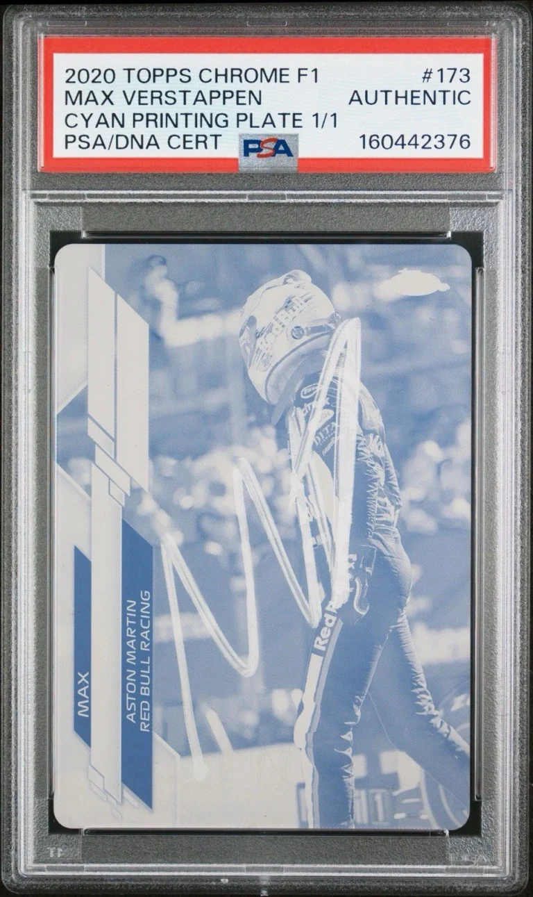 2020 Topps Chrome F1 #173 Max Verstappen Signed Cyan Printing Plate 1/1 PSA AUTO