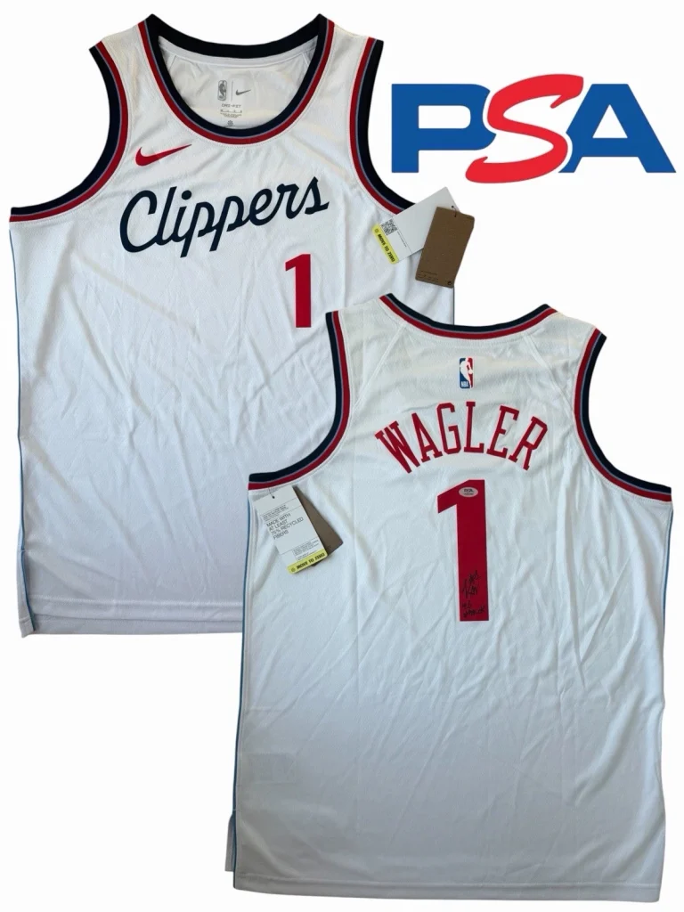 Keaton Wagler Signed Rookie Los Angeles Clippers #1 Jersey “26 #5 Pick” PSA AUTO