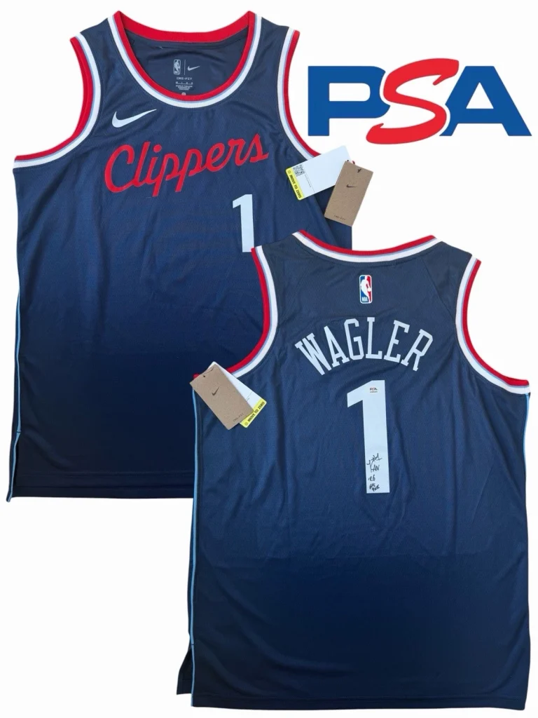 Keaton Wagler Signed Rookie Los Angeles Clippers #1 Jersey “26 #5 Pick” PSA AUTO