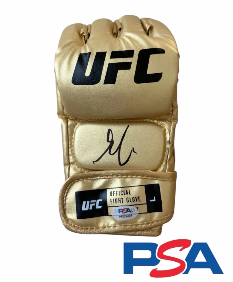 Gable Steveson Signed Autographed UFC 329 Debut Gold Fight Glove PSA/DNA AUTO