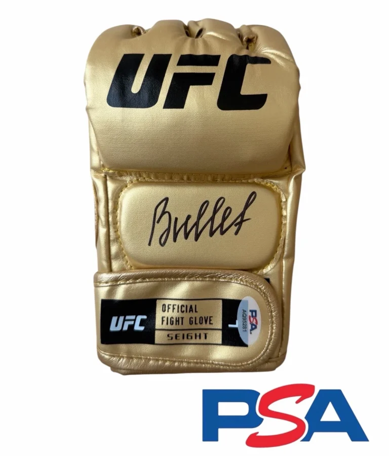 Valentina Shevchenko Signed Autographed UFC Gold Fight Glove PSA AUTO THE BULLET
