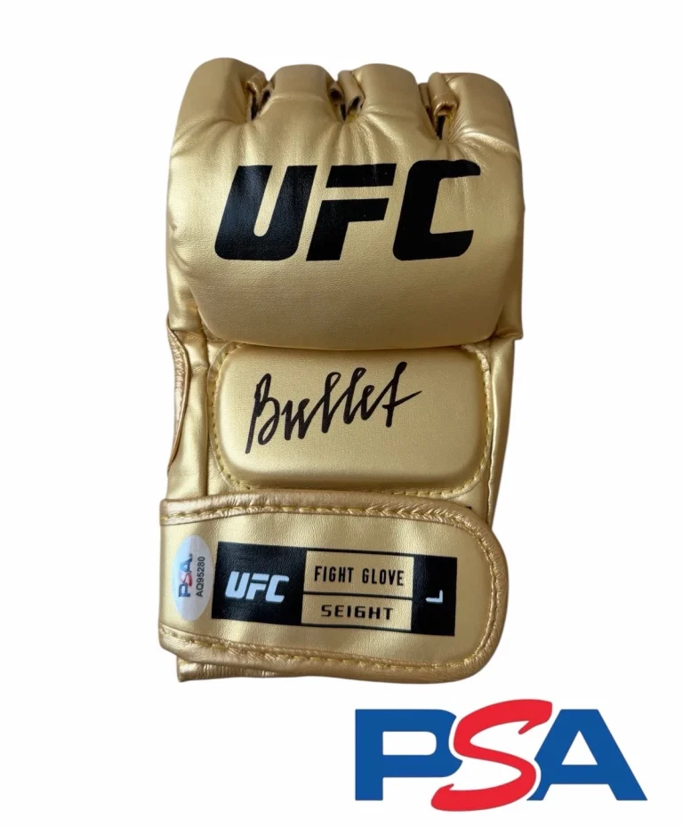 Valentina Shevchenko Signed Autographed UFC Gold Fight Glove PSA AUTO THE BULLET