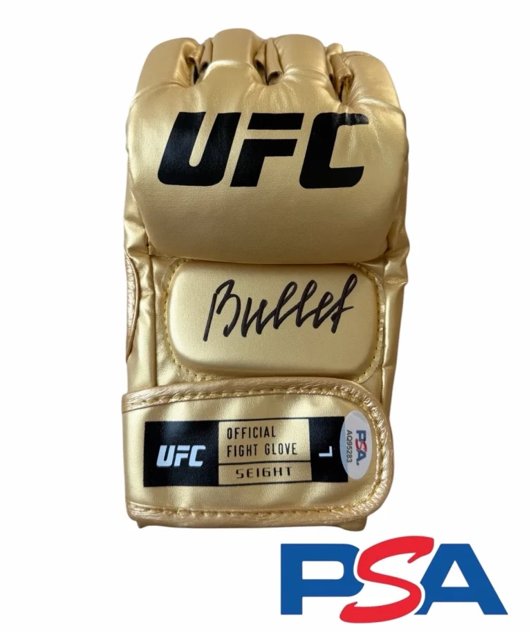 Valentina Shevchenko Signed Autographed UFC Gold Fight Glove PSA AUTO THE BULLET