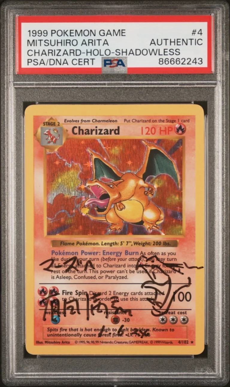 Mitsuhiro Arita Signed Auto 1999 Shadowless Charizard #4 Holo Sketch PSA DNA