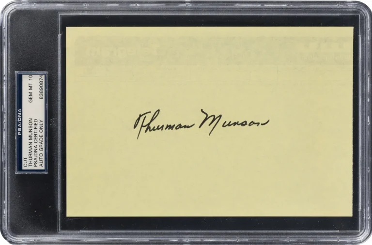 Thurman Munson Signed Auto 5x7.5 Oversized Cut PSA DNA Gem Mint 10 Yankees