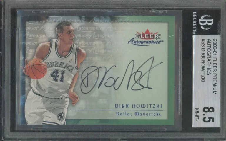 Dirk Nowitzki Signed Auto 2000 Fleer Premium Autographics #53 BGS NM 8.5