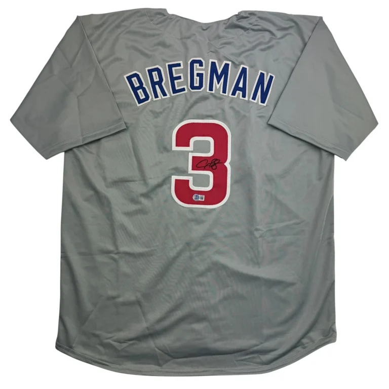 Autographed/Signed Alex Bregman Chicago Grey Baseball Jersey BAS COA