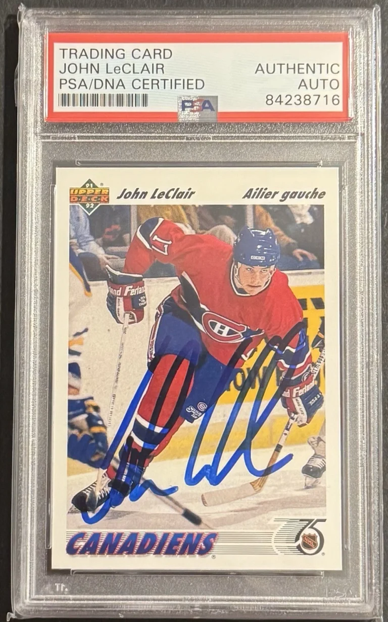 John LeClair Signed Autographed 1991-92 Upper Deck Montreal Canadiens RC Psa/Dna